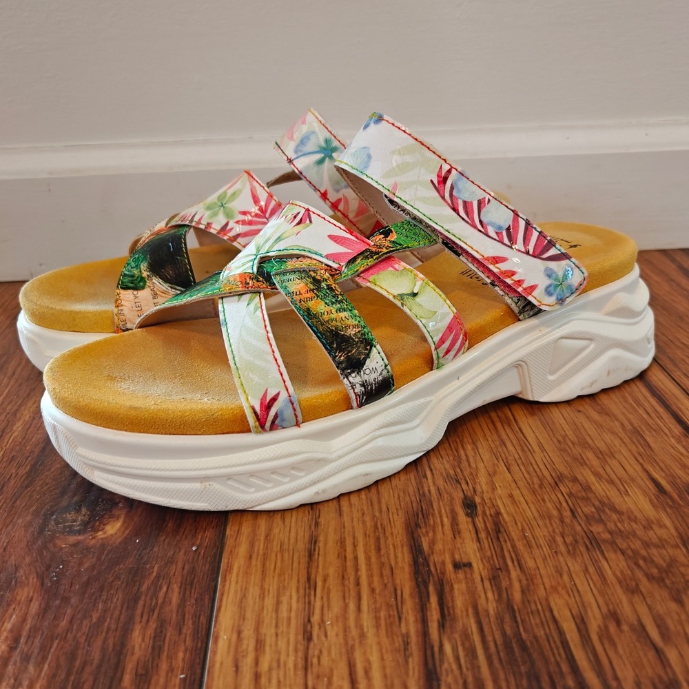 L'Artiste Spring Step Figurette Slide Sandal Palm Multicolor Womens  40 Platform